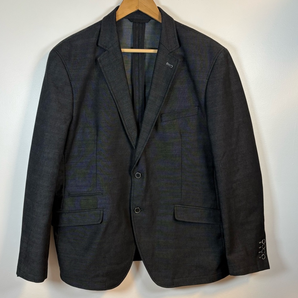 Bosco Uomo Men’s Charcoal Grey Two-Button Sport Coat Jacket, Size 44,